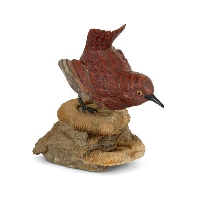 Zebra stone and silver bird model