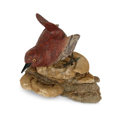 Zebra stone and silver bird model
