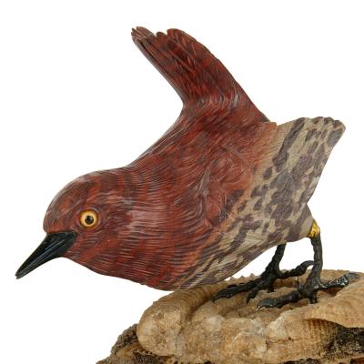 Zebra stone and silver bird model