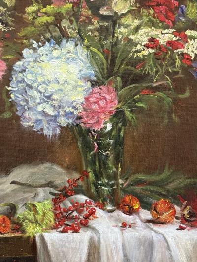 Zhi Li Floral in Glass with Chinese Lantern 