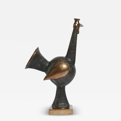 Zigfrid Jursevskis Patinated and Polished Bronze Rooster by Zigfrid Jursevskis