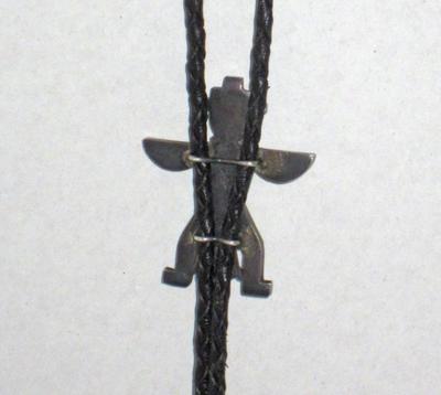 Zuni bolo with knifewing god slide and silver dangles