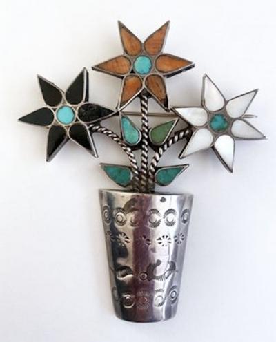 Zuni flowers in a pot pin