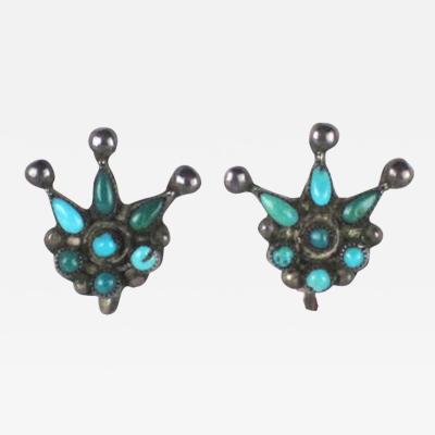 Zuni petit point earrings in style of a crown