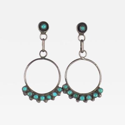 Zuni round drop earrings with turquoise petit point