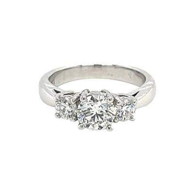 carat 3 Stone Round Cut Lab Grown Diamond CVD Engagement Ring