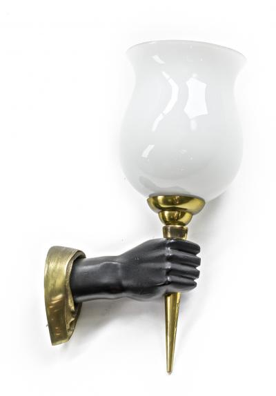 devoluy john John Devoluy pair gold and blackened bronze pair of hand shaped sconces