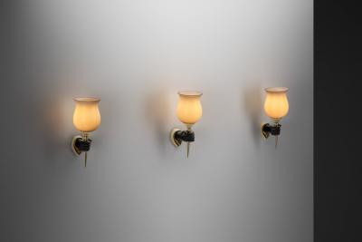 devoluy john Set of 3 John Devoluy Attr Bronze Wall Lamps Europe First half of the 20th C