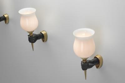 devoluy john Set of 3 John Devoluy Attr Bronze Wall Lamps Europe First half of the 20th C