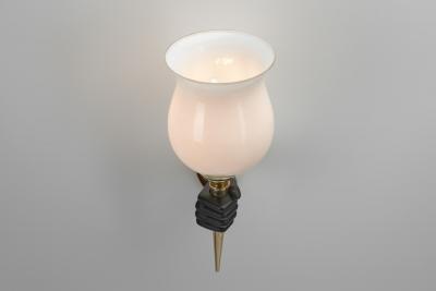 devoluy john Set of 3 John Devoluy Attr Bronze Wall Lamps Europe First half of the 20th C