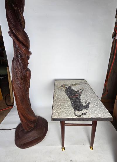eduardo alvarado 1950s Eduardo Alvarado Mexican Mosaic Banderillero Rosewood Table Castillo Taxco