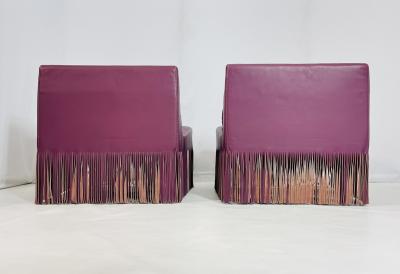 gamma arredamenti Pair of Fringe Slipper Chairs made in Italy by Gamma Arredamenti International
