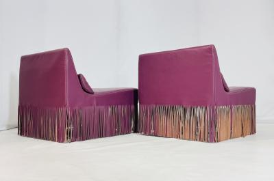 gamma arredamenti Pair of Fringe Slipper Chairs made in Italy by Gamma Arredamenti International