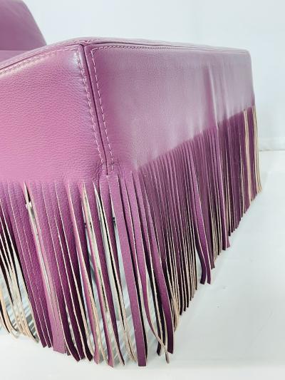 gamma arredamenti Pair of Fringe Slipper Chairs made in Italy by Gamma Arredamenti International