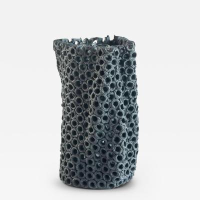 gilles caffier ORGANIC FORM PIERCED VASE IN BLACK