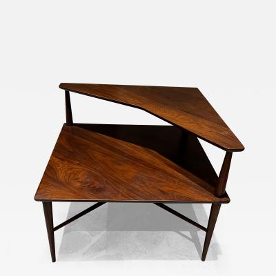 heritage henredon 1950s Stylish Heritage Henredon Tiered Corner End Table in Walnut Wood