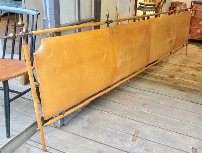 incredible baroque longest gold bronze and leather head bed with arrow hardware