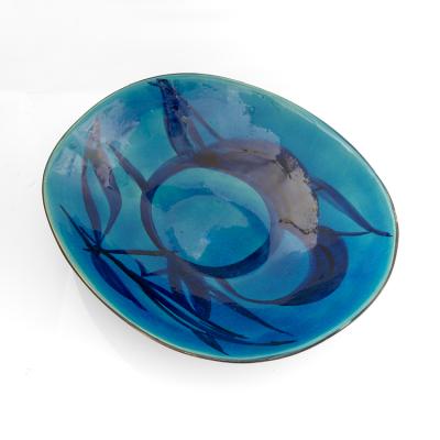 kenneth Clark KENNETH CLARK POTTERY ENGLAND LARGE HAND DECORATED BLUE BOWL