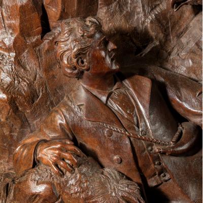 large Black Forest walnut plaque