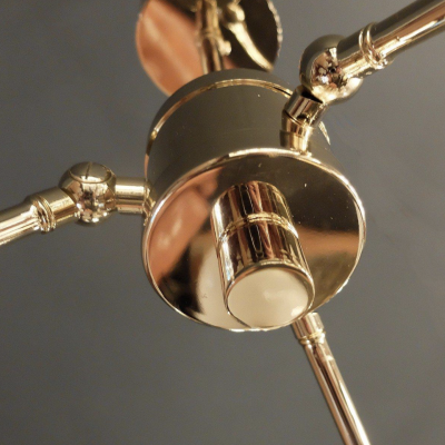 large Italian Crown Chandelier Brass Opaline Italy