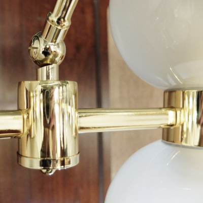 large Italian Crown Chandelier Brass Opaline Italy