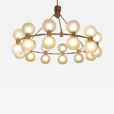 large Italian Crown Chandelier Brass Opaline Italy
