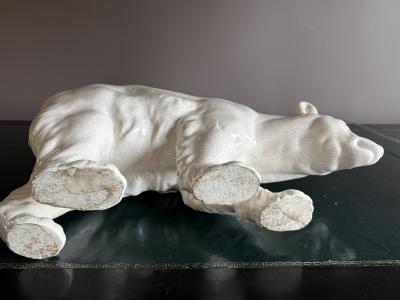 large ceramic French art deco polar bear with crackled glaze