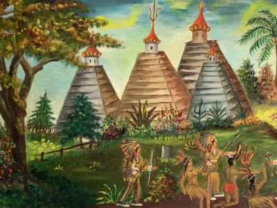 ludwik A Smialkowski 1934 EAST INDIAN AGODAS OIL PAINTING