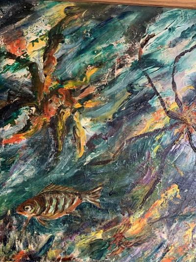 ludwik A Smialkowski MODERNIST LIFE IN THE SEA OIL ON BOARD PAINTING