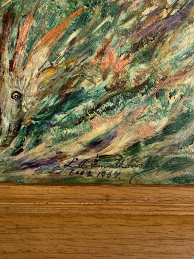 ludwik A Smialkowski MODERNIST LIFE IN THE SEA OIL ON BOARD PAINTING