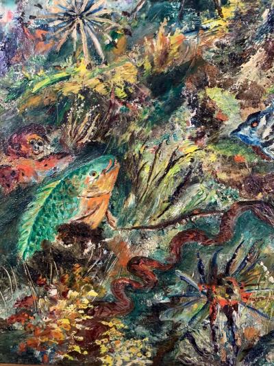ludwik A Smialkowski MODERNIST LIFE IN THE SEA OIL ON BOARD PAINTING