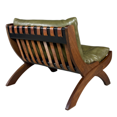 marco comolli 1960s Marco Comolli pair green leather CP1 leather lounge chair Italy