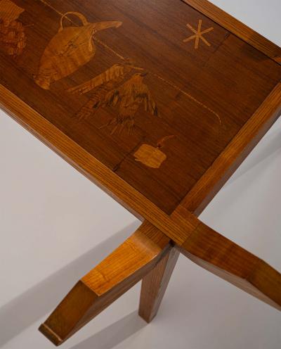 mid Century Italian Dining Table with Wood Inlay 1950