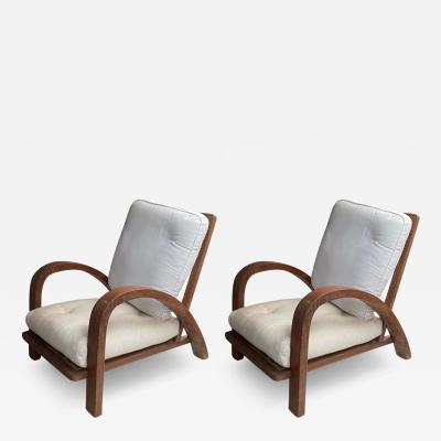 organic dynamic pair of lounge chairs in vintage condition