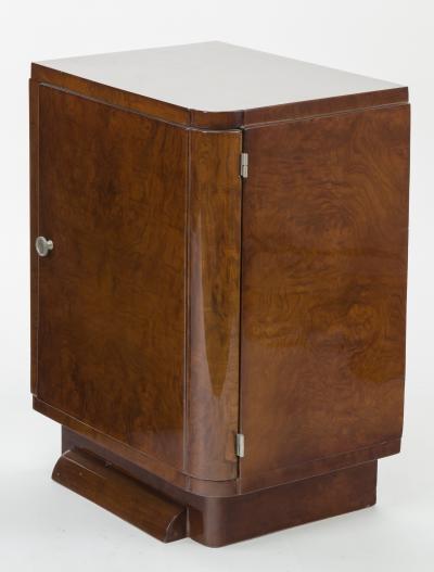 pair of french art deco veneer bedsides