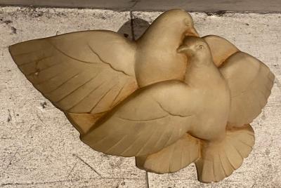 pair of patinated plaster turtle dove sconces