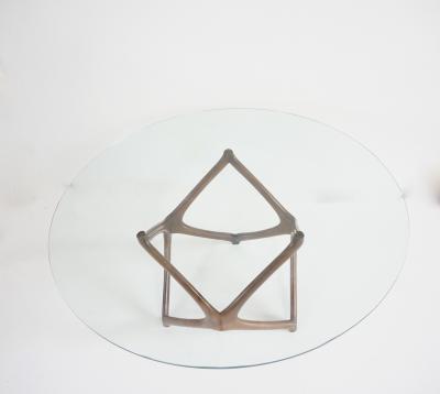 pierluigi Giordani Pierluigi Giordani round coffee table carved wood and crystal top 1950