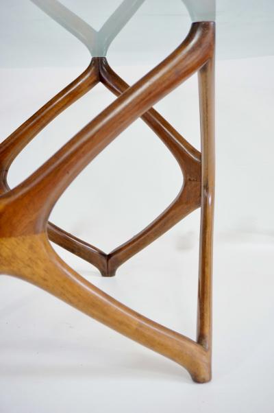 pierluigi Giordani Pierluigi Giordani round coffee table carved wood and crystal top 1950