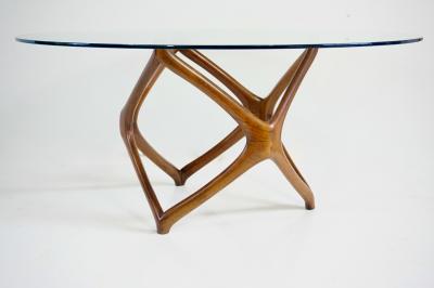 pierluigi Giordani Pierluigi Giordani round coffee table carved wood and crystal top 1950