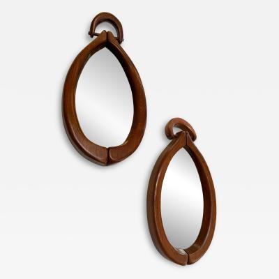 rare pair of organic wood mirrors