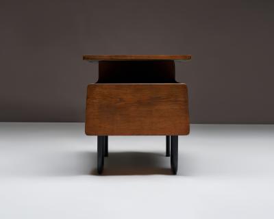 robert charroy Oak and Melamine Desk by Robert Charroy for Mobilor France c 1950
