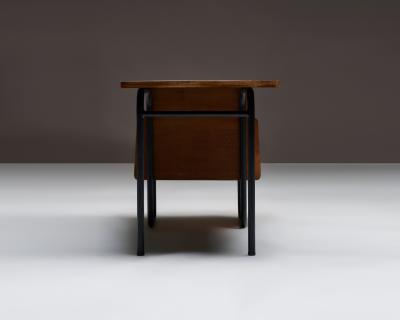 robert charroy Oak and Melamine Desk by Robert Charroy for Mobilor France c 1950