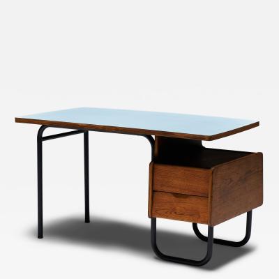 robert charroy Oak and Melamine Desk by Robert Charroy for Mobilor France c 1950
