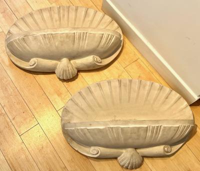 shell shaped French forties plaster sconces