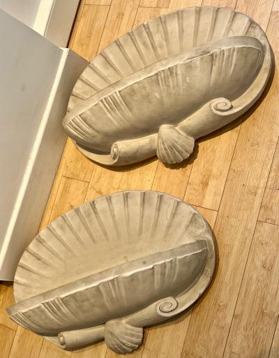 shell shaped French forties plaster sconces