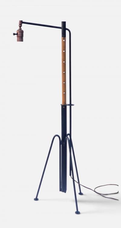 stadler neuwirth lamp company Stadler Neuwirth Adjustable Beech and Wrought Iron Floor Lamp circa 1951