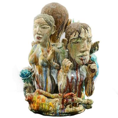 sunkoo Yuh Glazed Porcelain Figural Group by Sunkoo Yuh