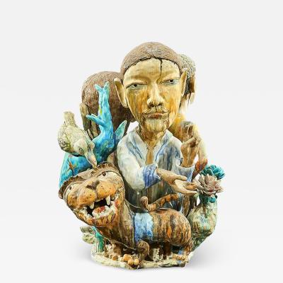 sunkoo Yuh Glazed Porcelain Figural Group by Sunkoo Yuh