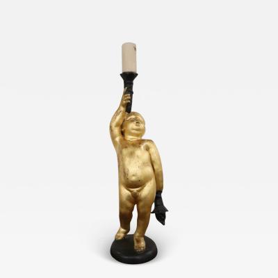 talian Gilded Cherub Candle Holder