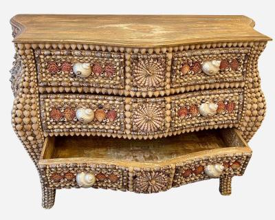 urved chest of drawers made from seashells France circa 1990